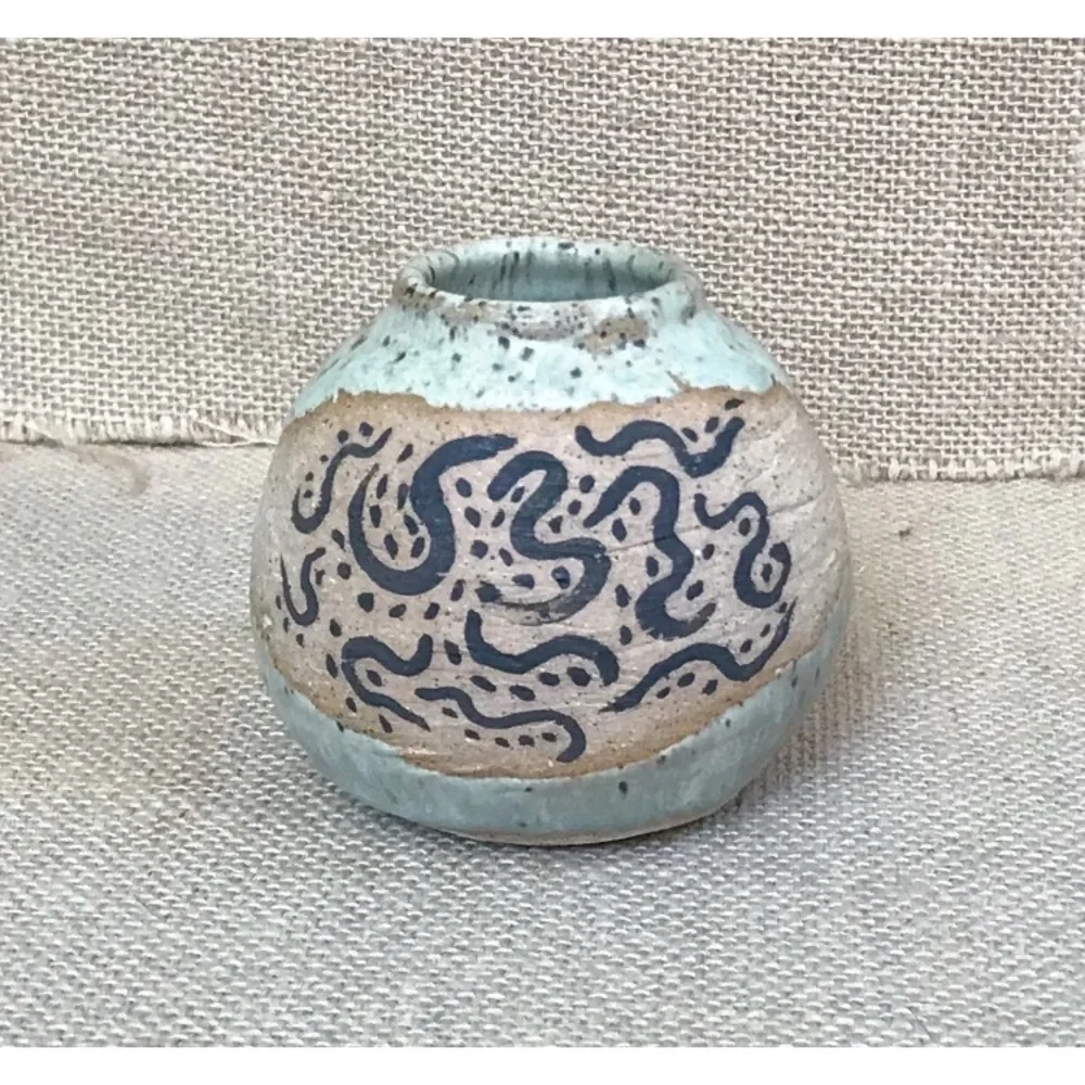 Miniature Earthy Pottery Vase 3 Inches Boho Cottage Goblin Core Rustic Botanical